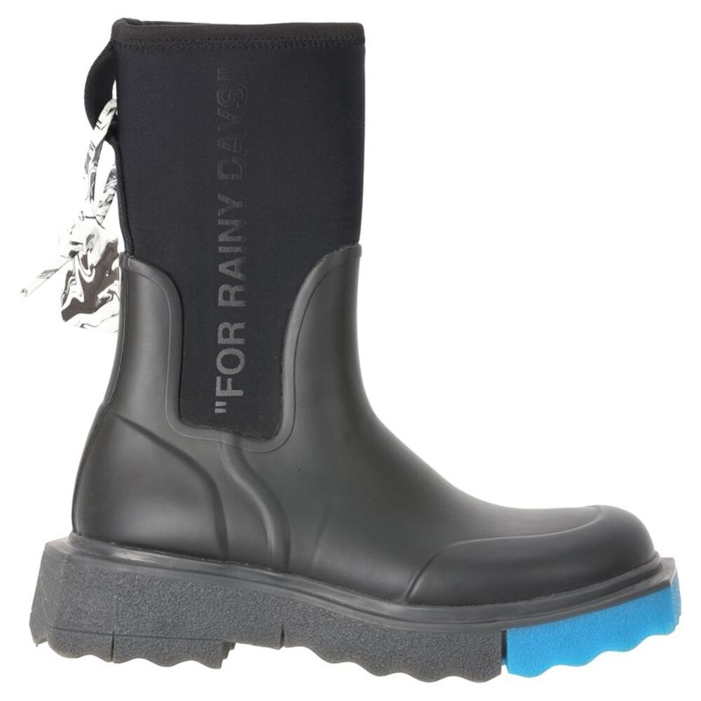 Off-White Sponge Rain Boots in Black Rubber
